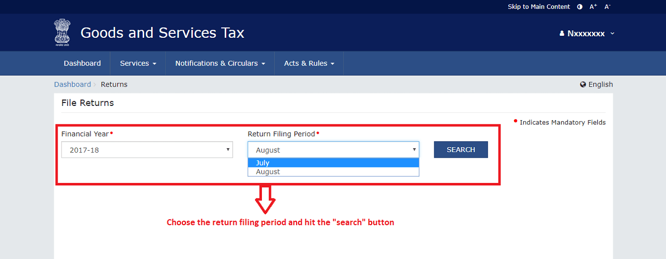 return dashboard button