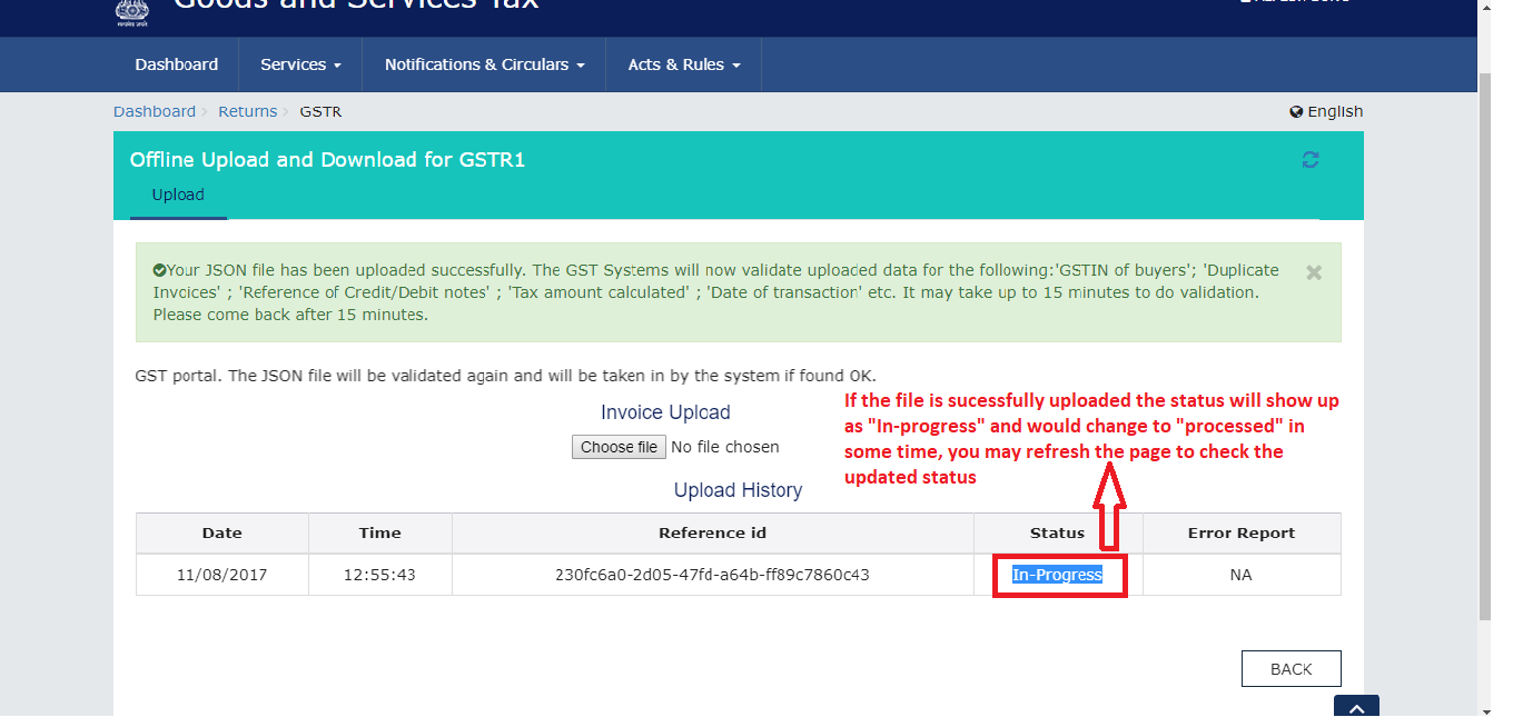 json upload in progress