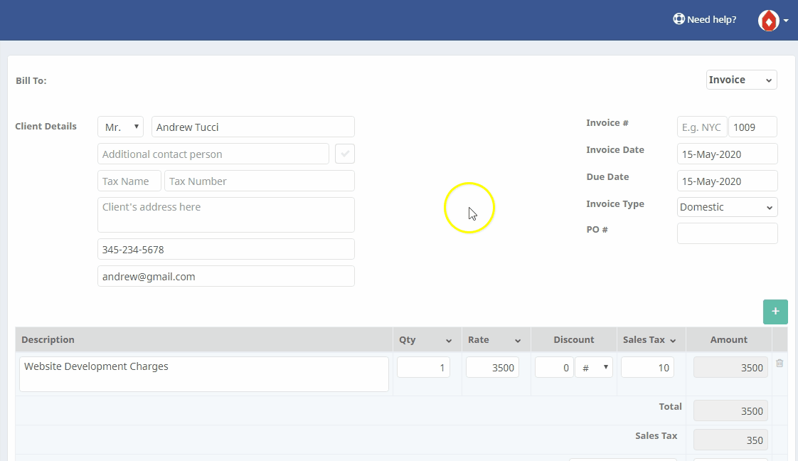 Web Designers Invoice