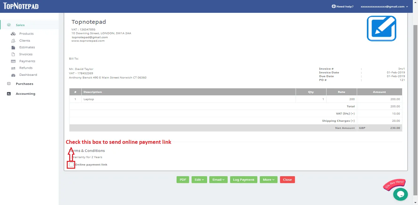 Payment Checkbox