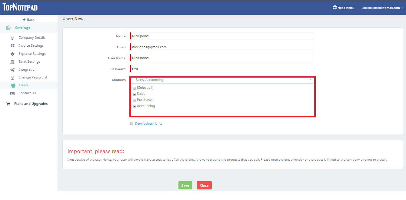 Modules Selection