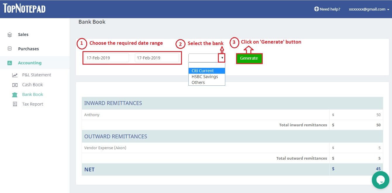 Steps to track Bank Book