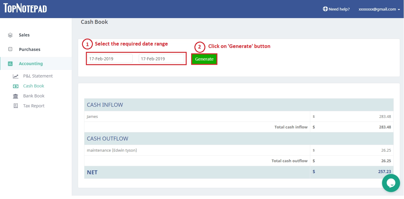 Steps to track Cash Book