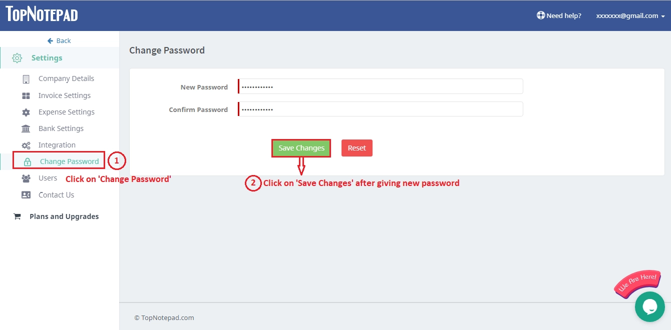 Steps to change password