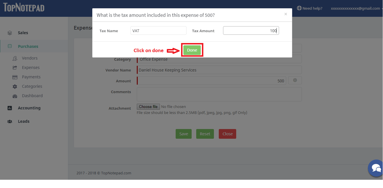 Add Expense Tax Settings 