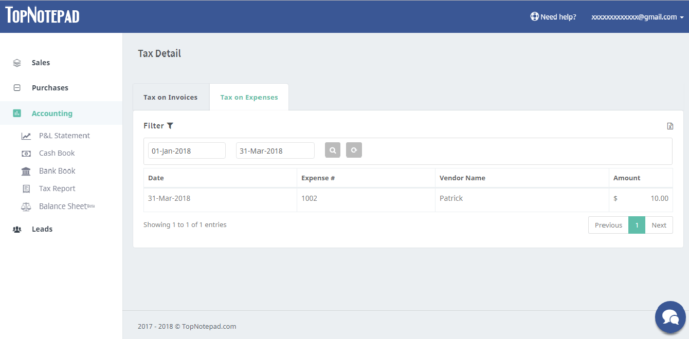 expense tax report