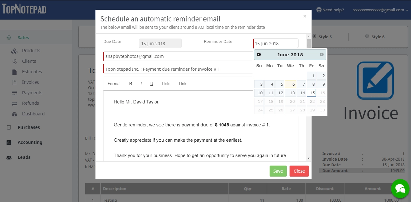 Steps to schedule a payment reminder