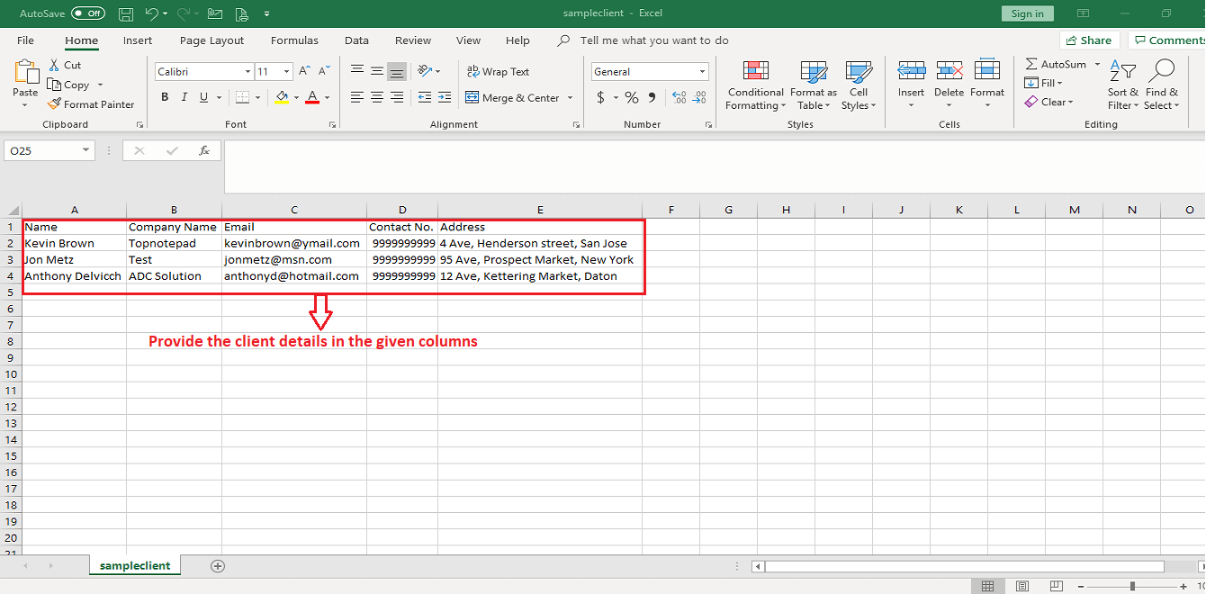 Excel file